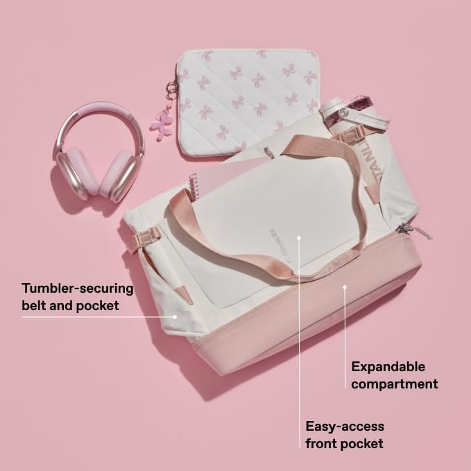 image:imageSTANLEY Vitalize Crossbody Bag Hydration Sling with Zippered Drinkware Compartment Adjustable Strap Multiple Storage Pockets Durable Recycled Fabric Rose QuartzTwilight