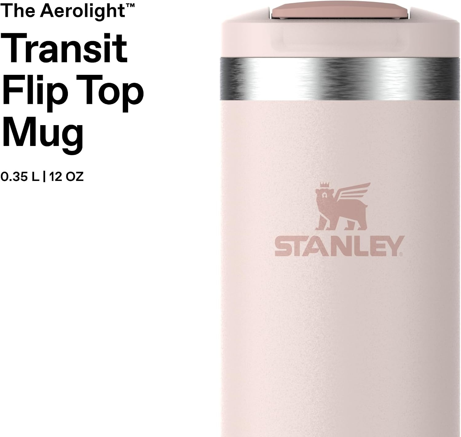 image:imageStanley AeroLight Transit Bottle 20 oz Locking Drink Through Lid Leak Resistant Water Bottle or Coffee Travel Mug Lightweight Insulated Stainless Steel BPAFree LilacRose Quartz