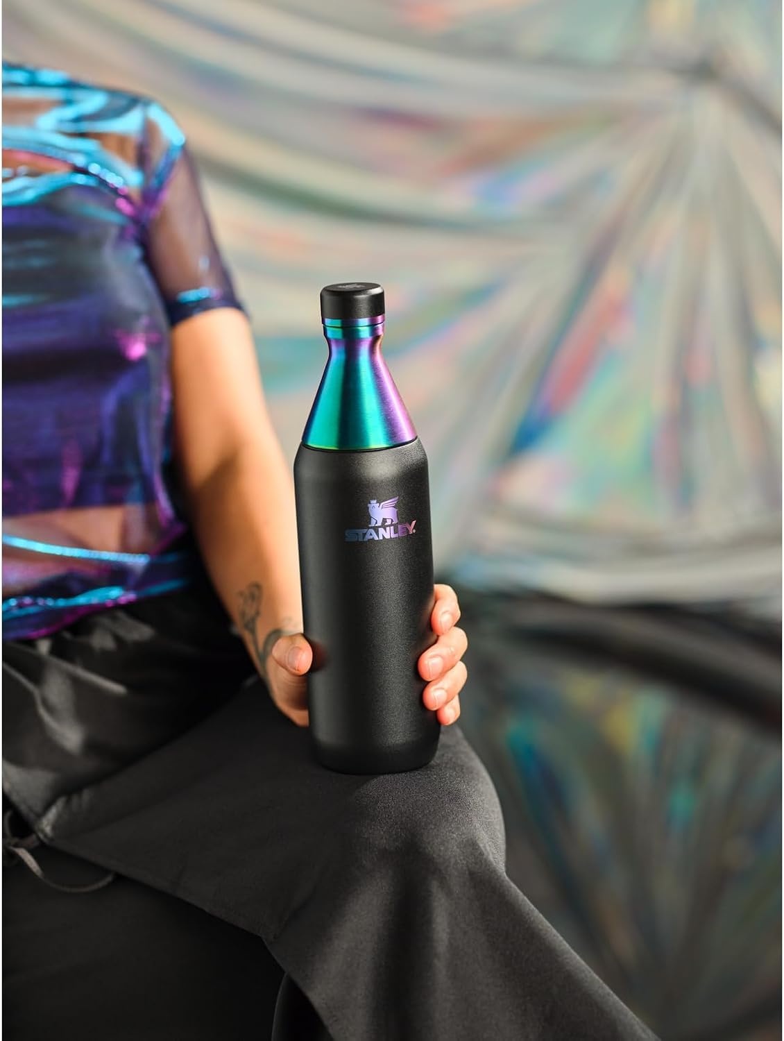 image:imageStanley All Day Slim Bottle 20 oz Twist On Lid with Leakproof Seal Slim Design for Travel amp Gym Insulated Stainless Steel BPAFree Daffodil GlossBlack Chroma