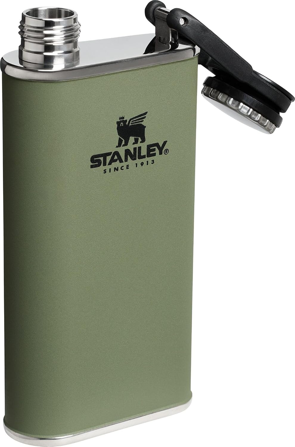 image:imageStanley Classic Easy Fill Wide Mouth Flask 8 oz Leakproof Hip Flask Hinge Connected Never Lose Cap Insulated Stainless Steel Liquor Container BPAFree Dried Pine