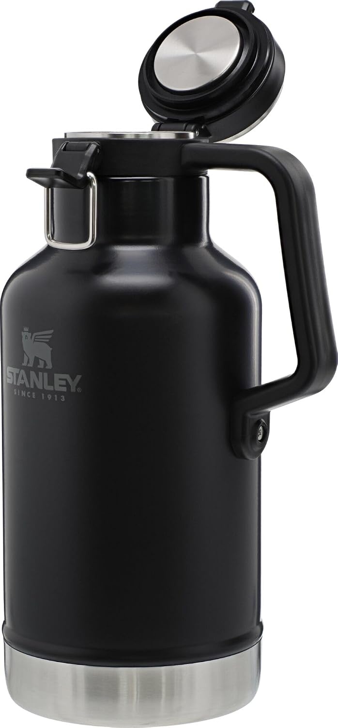 image:imageStanley Classic EasyPour Growler 64 oz Keeps Beer Cold or Coffee Hot Leakproof Steel Lined Lid and Easy to Carry Handle Insulated Stainless Steel BPAFree GreenMatte Black