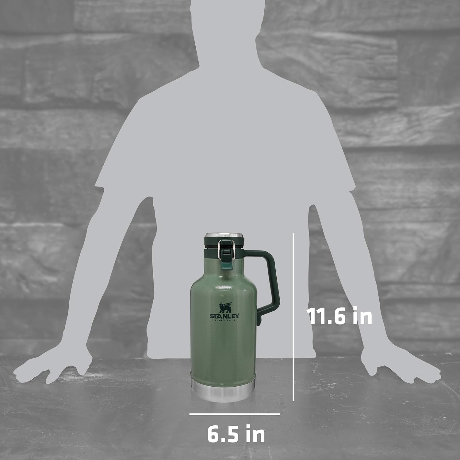 image:imageStanley Classic EasyPour Growler 64 oz Keeps Beer Cold or Coffee Hot Leakproof Steel Lined Lid and Easy to Carry Handle Insulated Stainless Steel BPAFree GreenGreen
