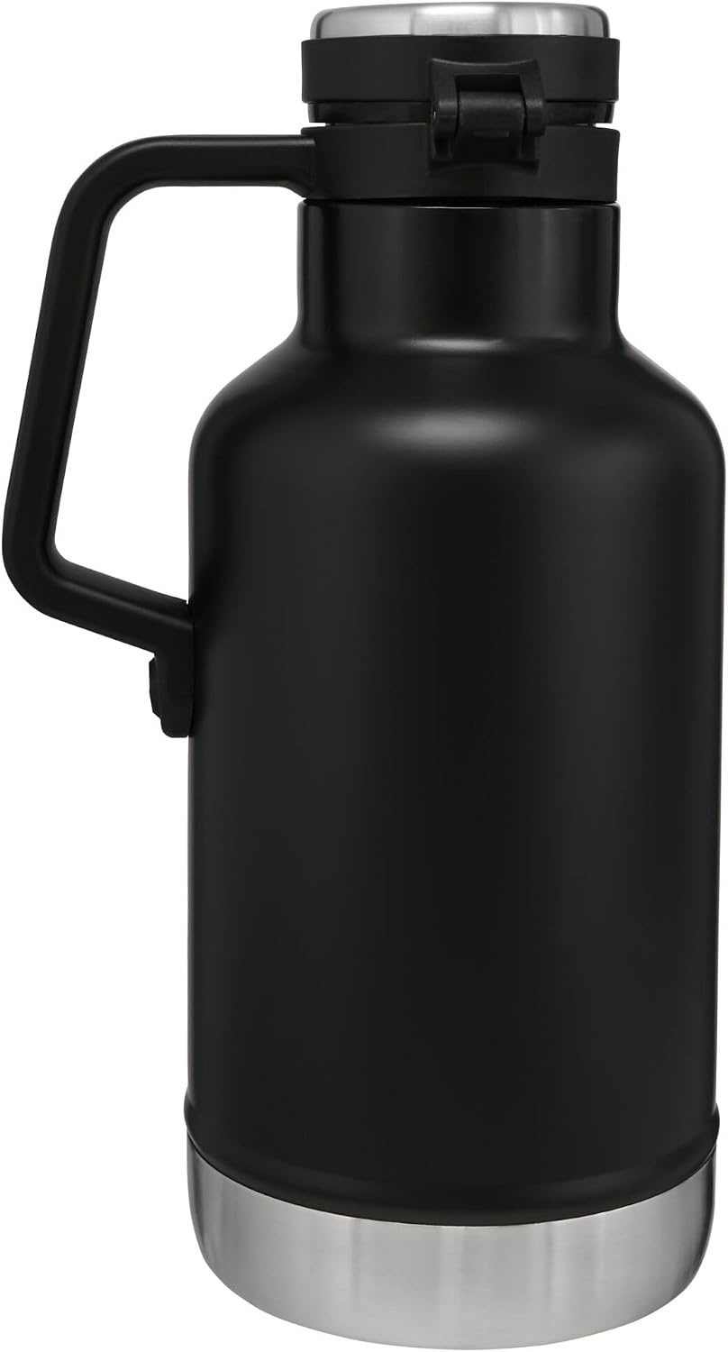 image:imageStanley Classic EasyPour Growler 64 oz Keeps Beer Cold or Coffee Hot Leakproof Steel Lined Lid and Easy to Carry Handle Insulated Stainless Steel BPAFree GreenMatte Black