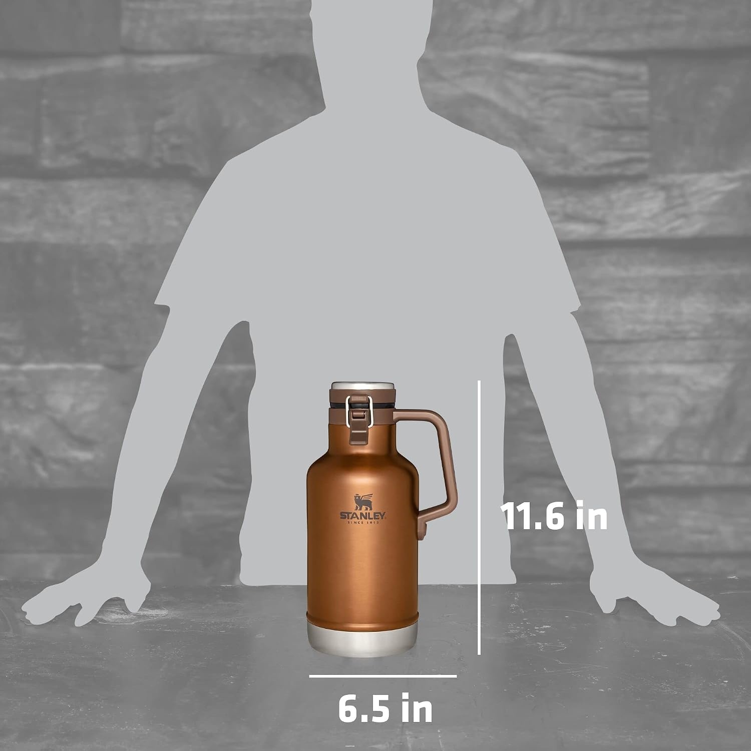 image:imageStanley Classic EasyPour Growler 64 oz Keeps Beer Cold or Coffee Hot Leakproof Steel Lined Lid and Easy to Carry Handle Insulated Stainless Steel BPAFree GreenMaple