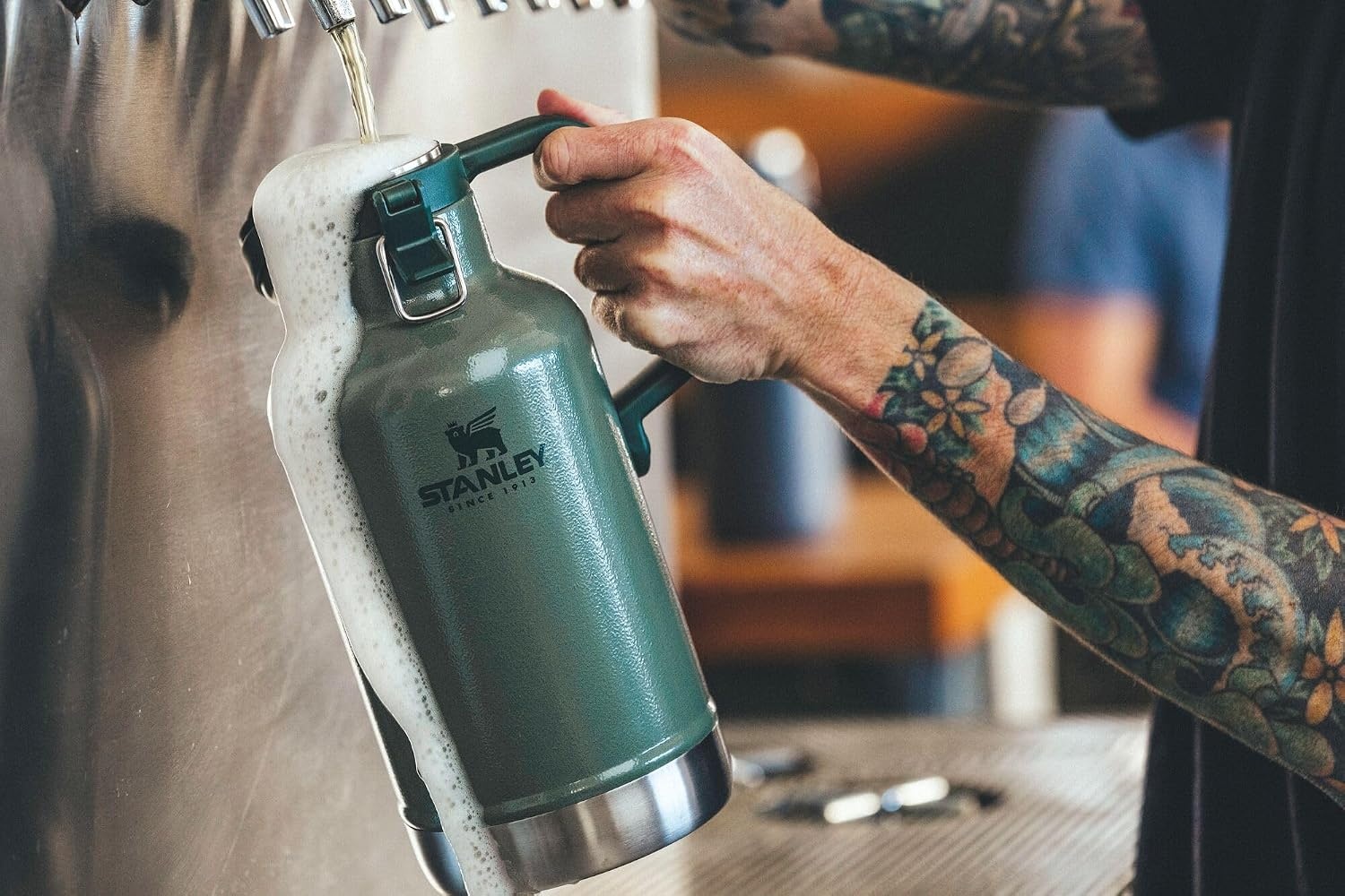 image:imageStanley Classic EasyPour Growler 64 oz Keeps Beer Cold or Coffee Hot Leakproof Steel Lined Lid and Easy to Carry Handle Insulated Stainless Steel BPAFree GreenBlack 20