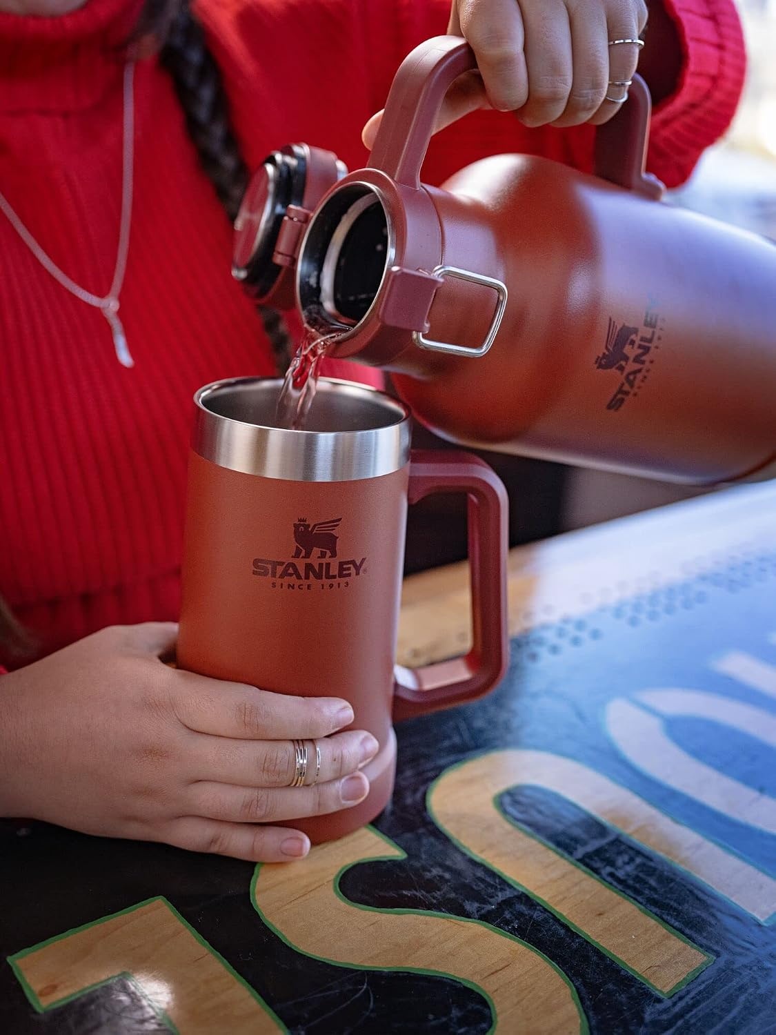 image:imageStanley Classic EasyPour Growler 64 oz Keeps Beer Cold or Coffee Hot Leakproof Steel Lined Lid and Easy to Carry Handle Insulated Stainless Steel BPAFree GreenCinnamon