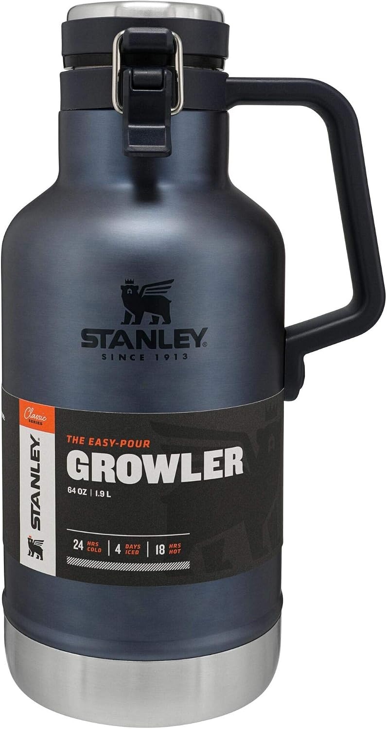 image:imageStanley Classic EasyPour Growler 64 oz Keeps Beer Cold or Coffee Hot Leakproof Steel Lined Lid and Easy to Carry Handle Insulated Stainless Steel BPAFree GreenNightfall