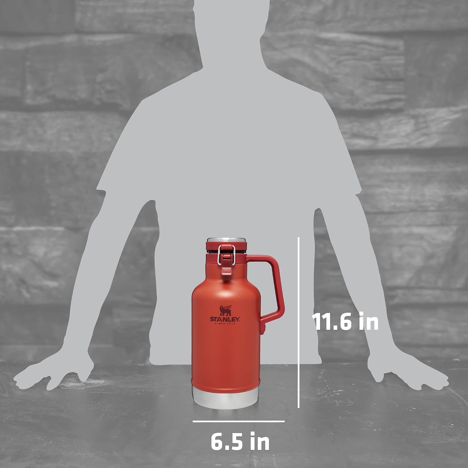 image:imageStanley Classic EasyPour Growler 64 oz Keeps Beer Cold or Coffee Hot Leakproof Steel Lined Lid and Easy to Carry Handle Insulated Stainless Steel BPAFree GreenCinnamon