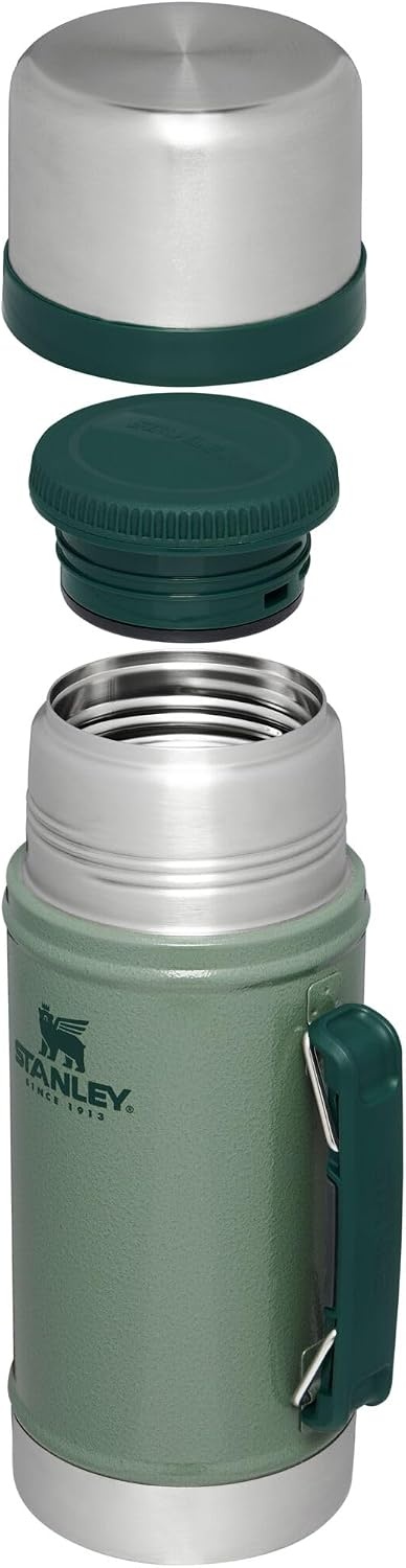 image:imageStanley Classic Legendary Large Food Jar 10 qt Vacuum Insulated Food Container Wide Mouth Screw On Lid Packable for Travel Stainless Steel with Leakproof Lid BPAFree Hammertone Green