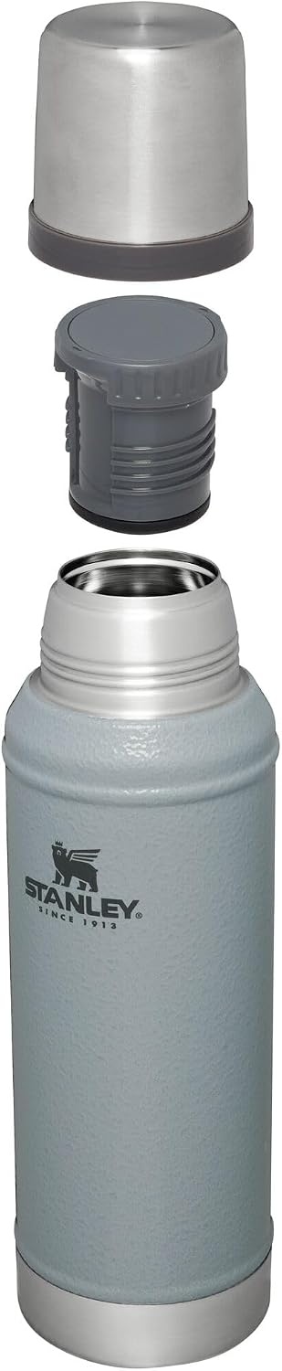 image:imageStanley Classic Legendary Vacuum Bottle 10 qt Wide Mouth with Leakproof Cup Lid Keep Drinks Hot or Cold Packable for Travel Insulated Stainless Steel Thermos BPAFree Hammertone GreenHammertone Silver