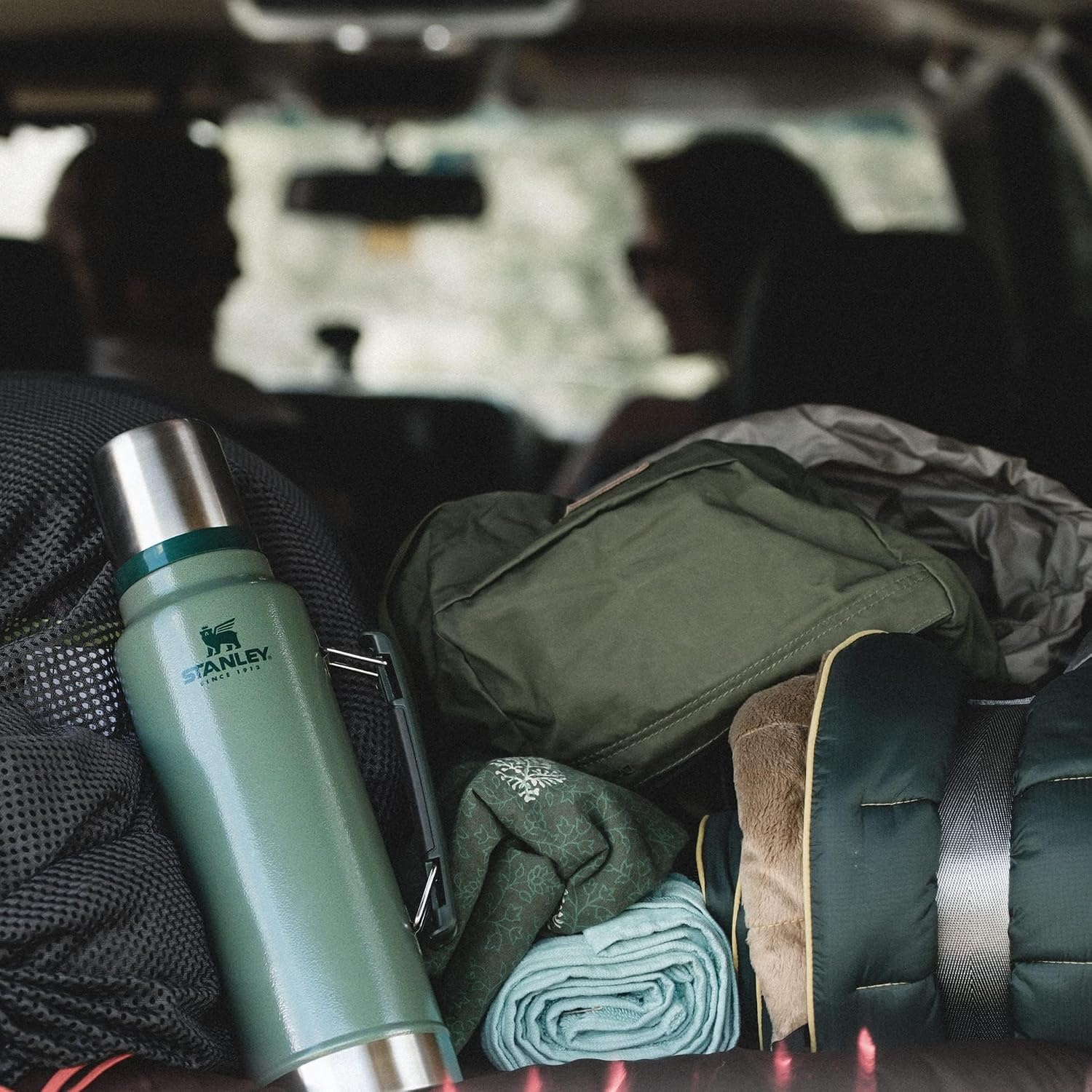 image:imageStanley Classic Legendary Vacuum Bottle 15 qt Wide Mouth with Leakproof Cup Lid Keep Drinks Hot or Cold Packable for Travel Insulated Stainless Steel Thermos BPAFree Hammertone Green