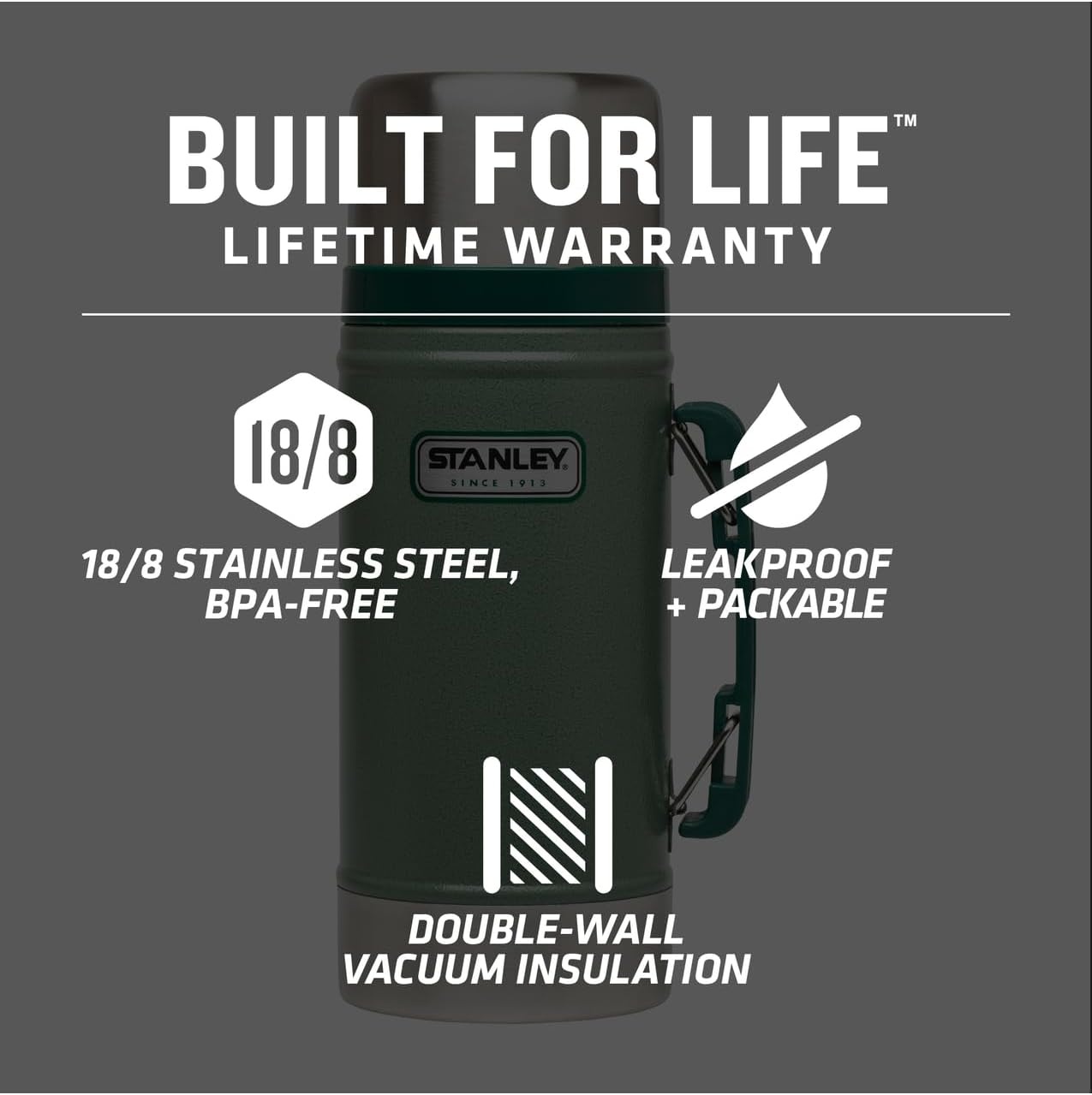 image:imageStanley Classic Legendary Vacuum InsulatedHammertone Green