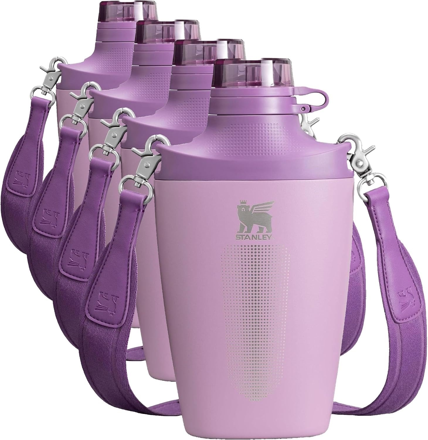 image:imageStanley Cross Bottle 23 oz Travel Water Bottle with Jacquard Strap Leakproof Tritan Lid with Removable Straw Insulated Stainless Steel BPAFree Dried PineLilac