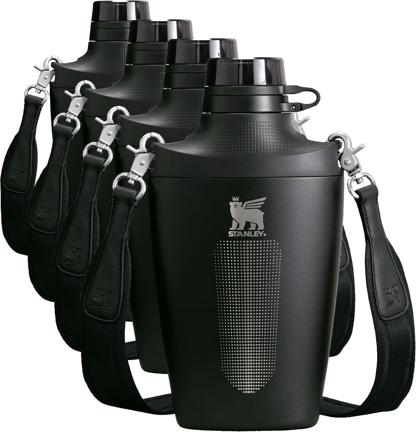image:imageStanley Cross Bottle 23 oz Travel Water Bottle with Jacquard Strap Leakproof Tritan Lid with Removable Straw Insulated Stainless Steel BPAFree Dried PineBlack