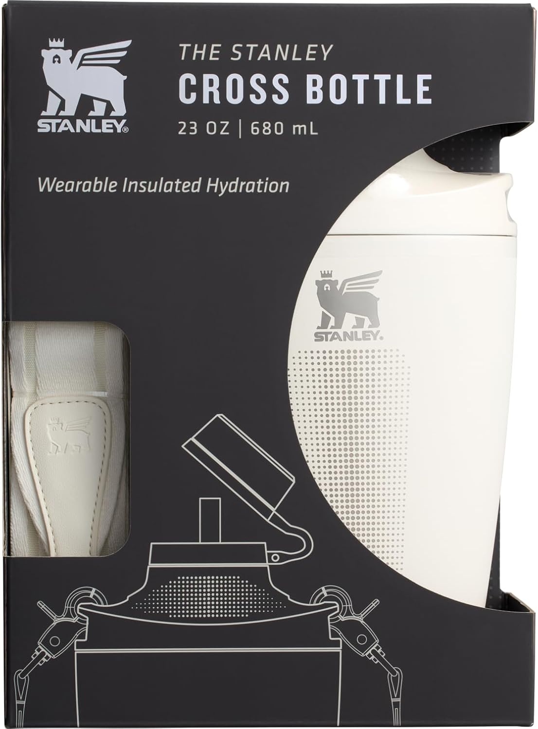 image:imageStanley Cross Bottle 23 oz Travel Water Bottle with Jacquard Strap Leakproof Tritan Lid with Removable Straw Insulated Stainless Steel BPAFree Dried PineCream