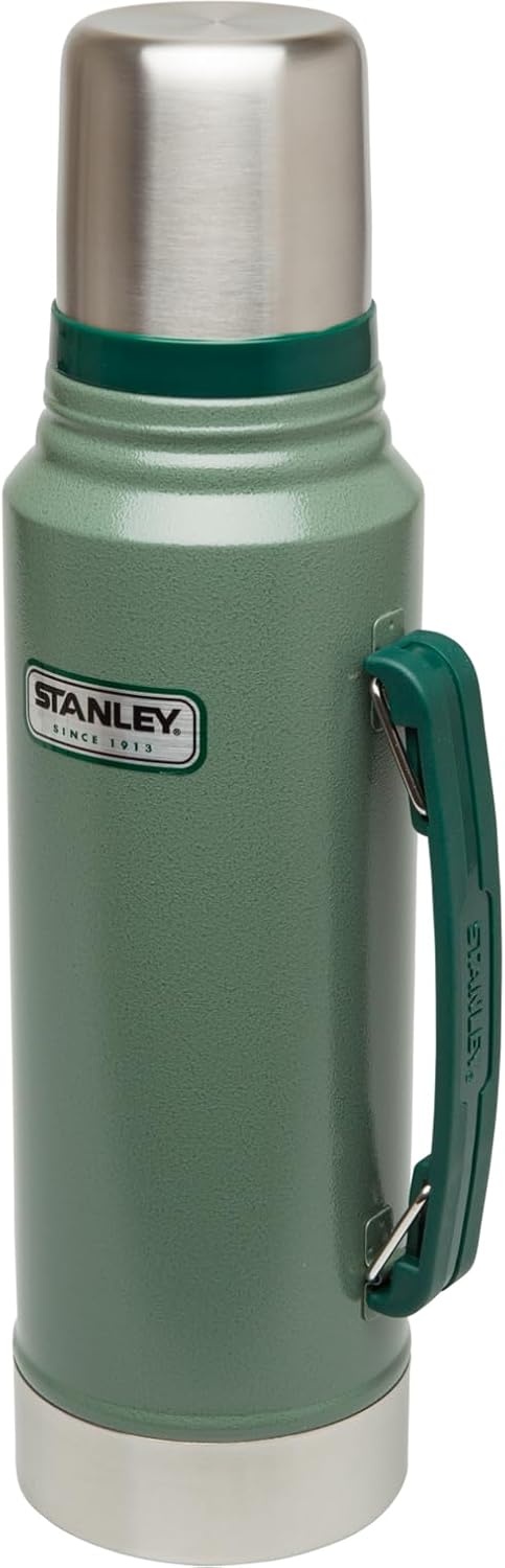 image:imageStanley Heritage Classic Vacuum Bottle with Handle 20 qt Wide Mouth with Leakproof Cup Lid Keep Drinks Hot or Cold for Travel Insulated Stainless Steel Thermal Bottle Hammertone GreenHammertone Green