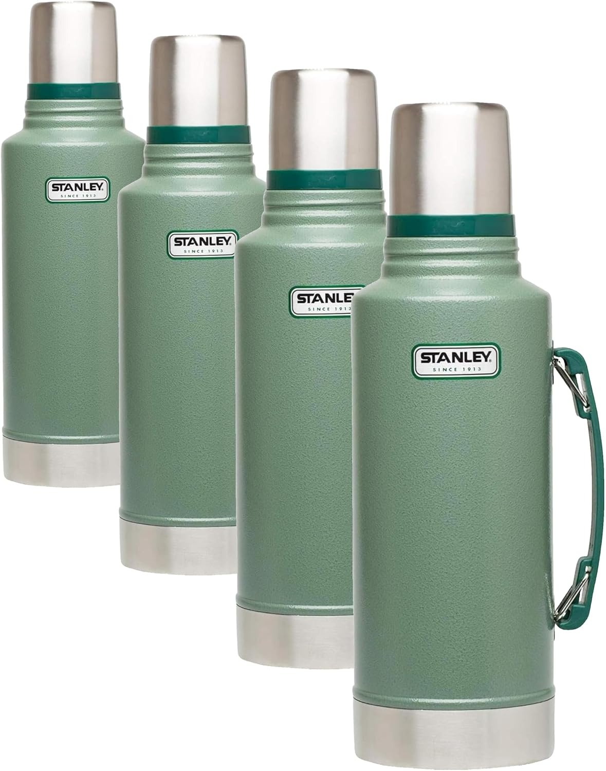 image:imageStanley Heritage Classic Vacuum Bottle with Handle 20 qt Wide Mouth with Leakproof Cup Lid Keep Drinks Hot or Cold for Travel Insulated Stainless Steel Thermal Bottle Hammertone GreenHammertone Green