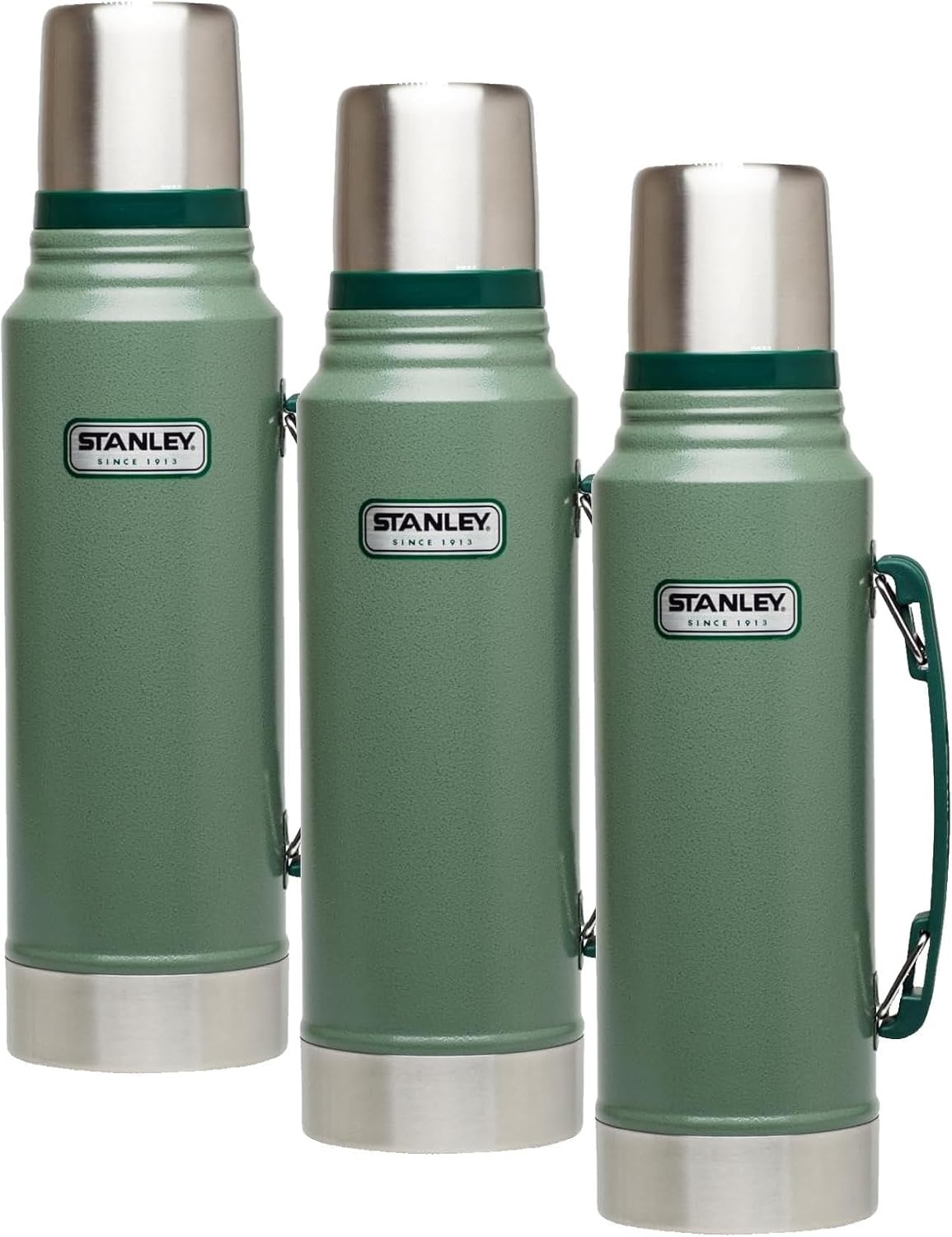 image:imageStanley Heritage Classic Vacuum Bottle with Handle 20 qt Wide Mouth with Leakproof Cup Lid Keep Drinks Hot or Cold for Travel Insulated Stainless Steel Thermal Bottle Hammertone GreenHammertone Green