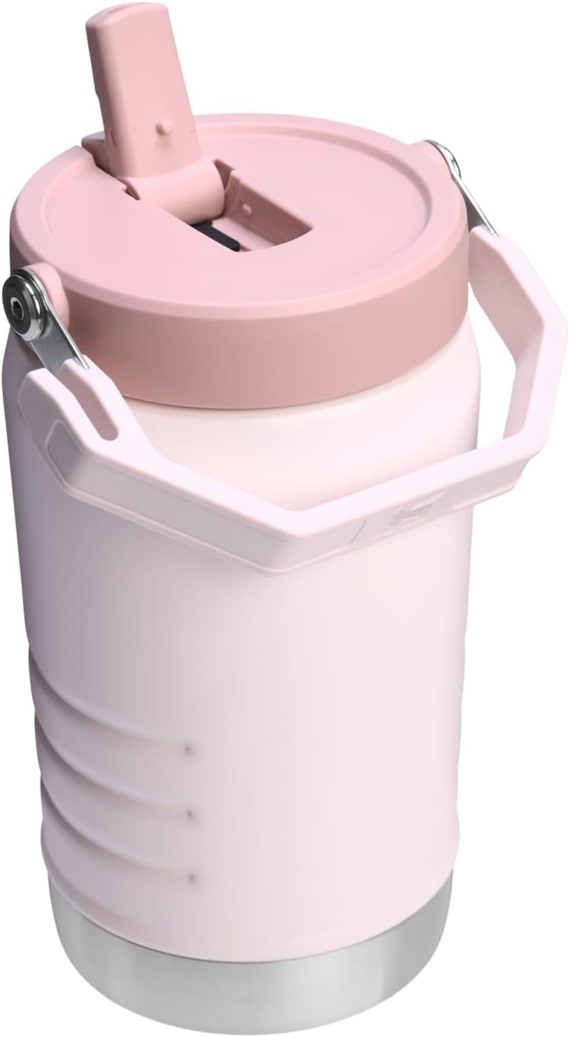 image:imageStanley IceFlow 20 Flip Straw Jug with Handle 64 oz Twist On Lid and Flip Up Straw Leakproof for Travel and Sports Insulated Stainless Steel BPAFree Dried PineRose Quartz 20 VRT