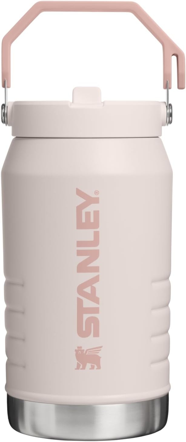 image:imageStanley IceFlow 20 Flip Straw Jug with Handle 64 oz Twist On Lid and Flip Up Straw Leakproof for Travel and Sports Insulated Stainless Steel BPAFree Dried PineRose Quartz 20 VRT