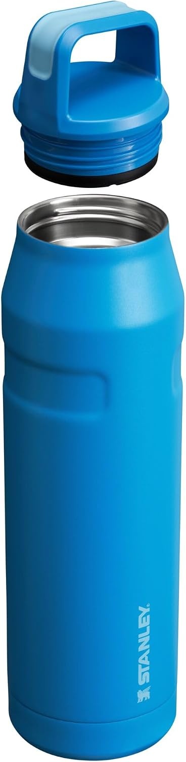 image:imageStanley IceFlow Cap and Carry Water Bottle Wide Mouth Twist Lid Lightweight amp Leakproof for Travel amp Sports Insulated Stainless Steel BPAFreeAzure