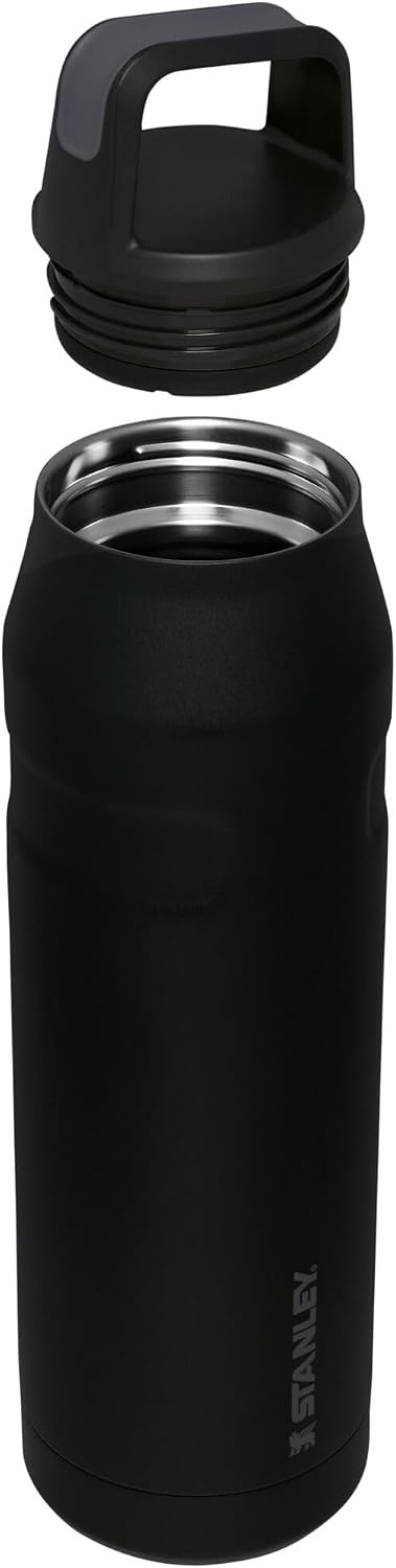 image:imageStanley IceFlow Cap and Carry Water Bottle Wide Mouth Twist Lid Lightweight amp Leakproof for Travel amp Sports Insulated Stainless Steel BPAFreeBlack