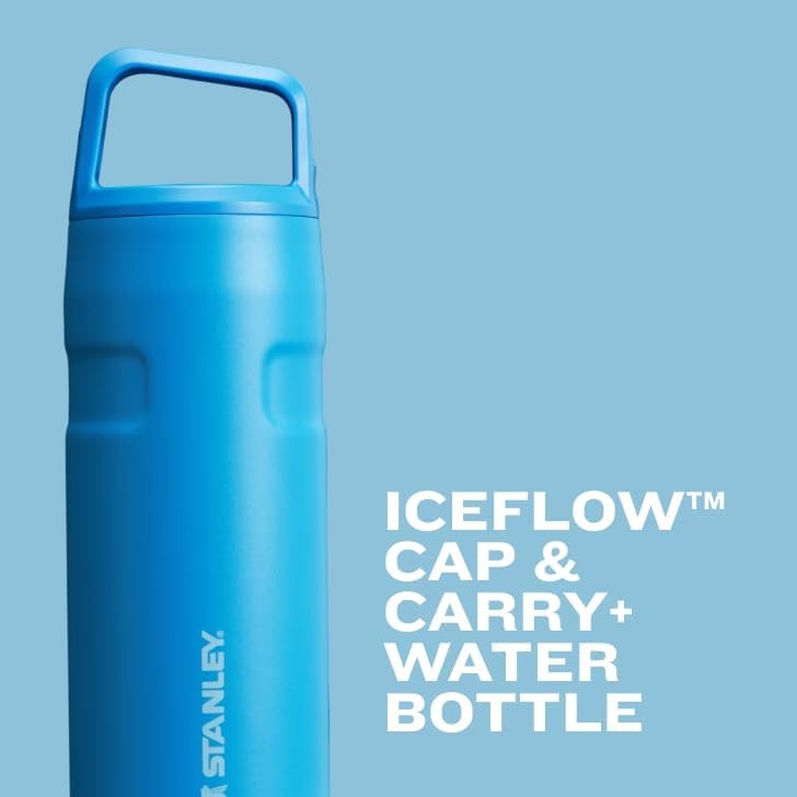 image:imageStanley IceFlow Cap and Carry Water Bottle Wide Mouth Twist Lid Lightweight amp Leakproof for Travel amp Sports Insulated Stainless Steel BPAFreeBlack