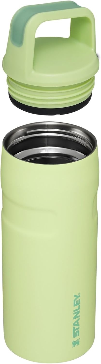 image:imageStanley IceFlow Cap and Carry Water Bottle Wide Mouth Twist Lid Lightweight amp Leakproof for Travel amp Sports Insulated Stainless Steel BPAFreeCitron