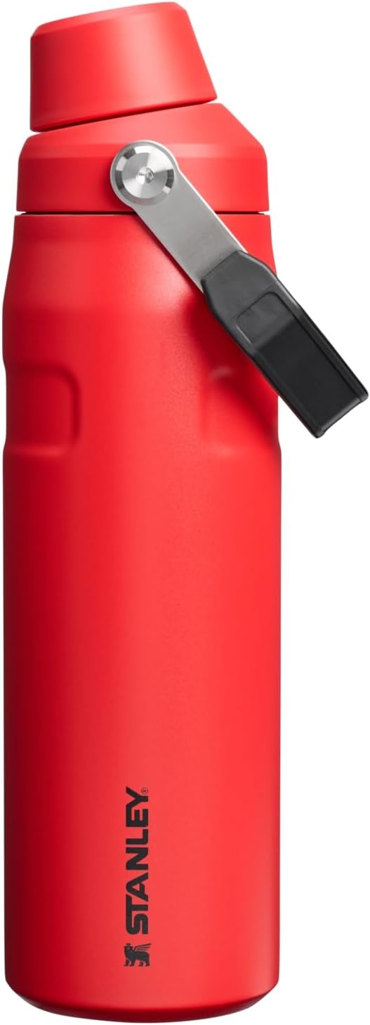 image:imageStanley IceFlow Fast Flow Water Bottle 24 oz Angled Spout Lid Lightweight and Leakproof for Travel and Sports Insulated Stainless Steel BPAFree TigerlilyChili Black