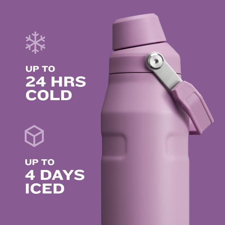 image:imageStanley IceFlow Fast Flow Water Bottle 24 oz Angled Spout Lid Lightweight and Leakproof for Travel and Sports Insulated Stainless Steel BPAFree TigerlilyLavender