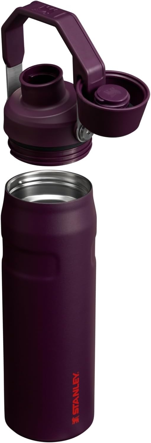image:imageStanley IceFlow Fast Flow Water Bottle 24 oz Angled Spout Lid Lightweight and Leakproof for Travel and Sports Insulated Stainless Steel BPAFree TigerlilyPlum