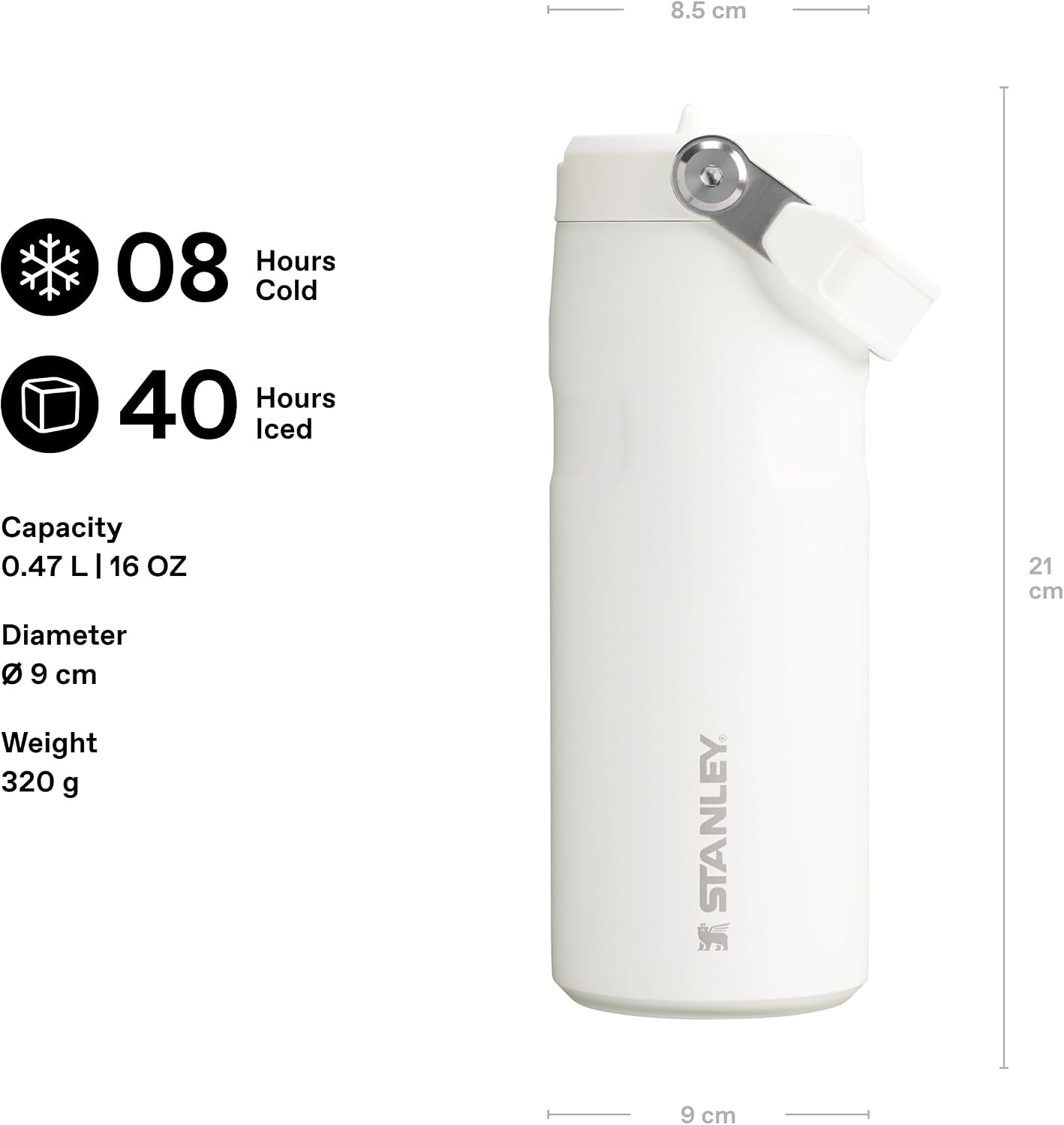 image:imageStanley IceFlow Flip Straw 20 Water Bottle 36 OZ BuiltIn Straw with Larger Opening Lightweight amp LeakResistant Insulated Stainless Steel BPAFree Tigerlily PlumFrost