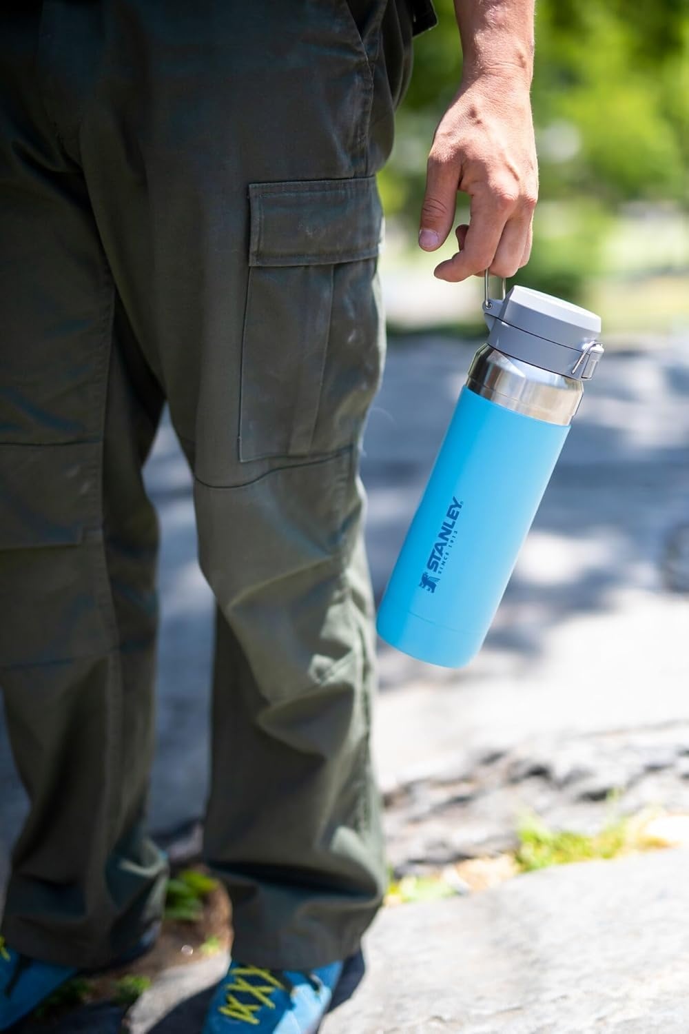 image:imageStanley Quick Flip GO Water Bottle 24 oz Push Button Lid Leakproof and Packable for Travel and Sports Insulated Stainless Steel BPAFree Black 20Black 20