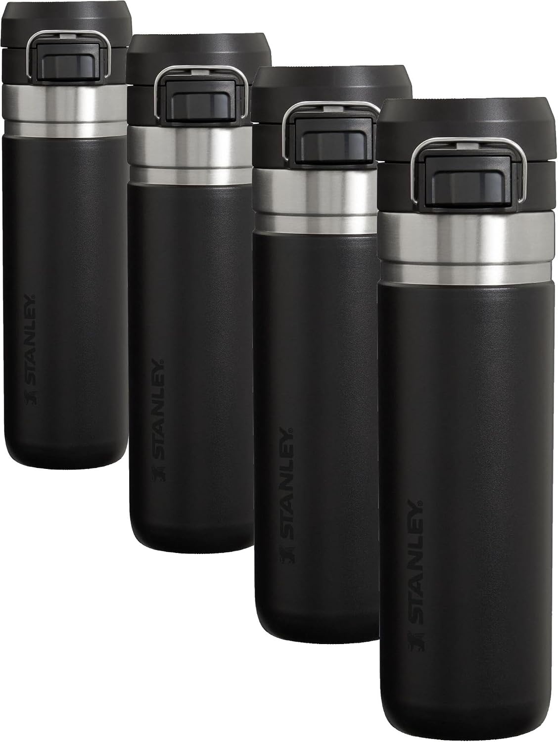 image:imageStanley Quick Flip GO Water Bottle 24 oz Push Button Lid Leakproof and Packable for Travel and Sports Insulated Stainless Steel BPAFree Black 20Black 20