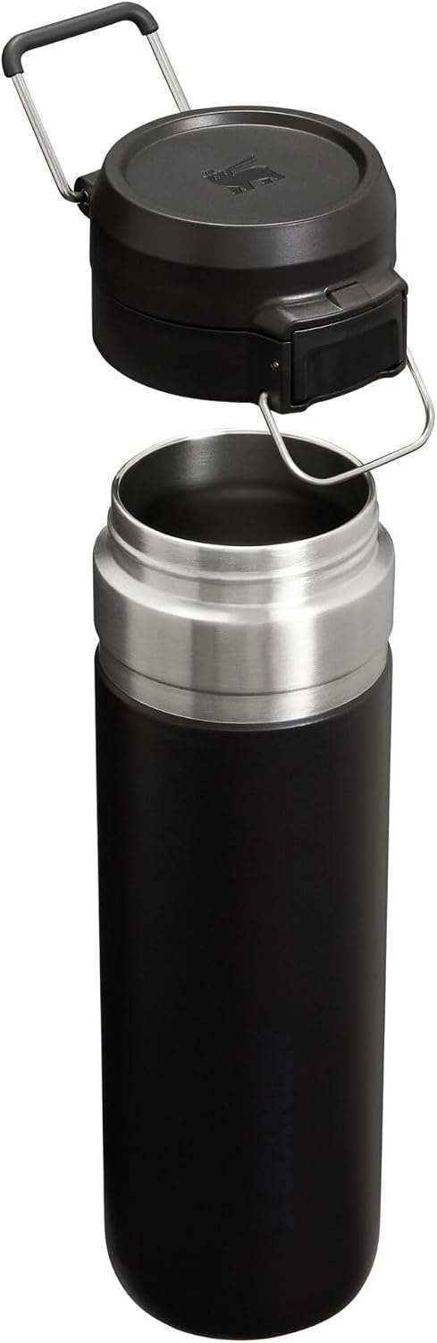 image:imageStanley Quick Flip GO Water Bottle 24 oz Push Button Lid Leakproof and Packable for Travel and Sports Insulated Stainless Steel BPAFree Black 20Black 20