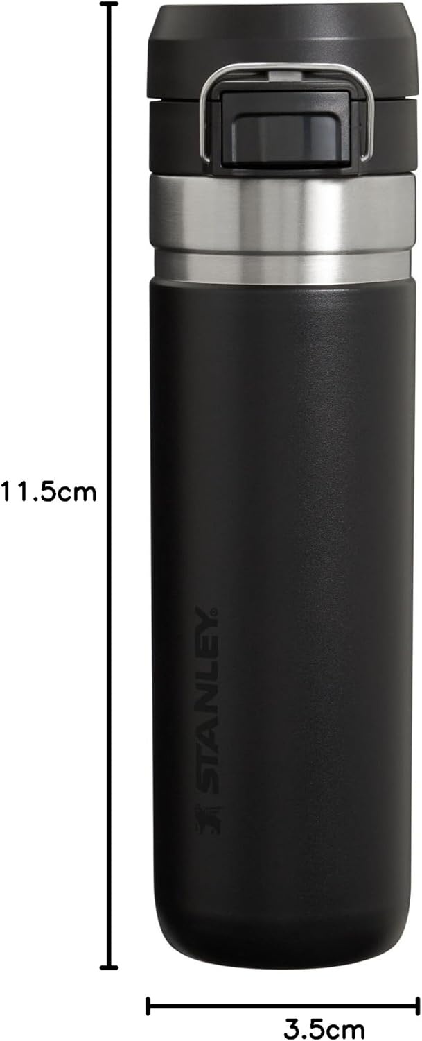 image:imageStanley Quick Flip GO Water Bottle 24 oz Push Button Lid Leakproof and Packable for Travel and Sports Insulated Stainless Steel BPAFree Black 20Black 20