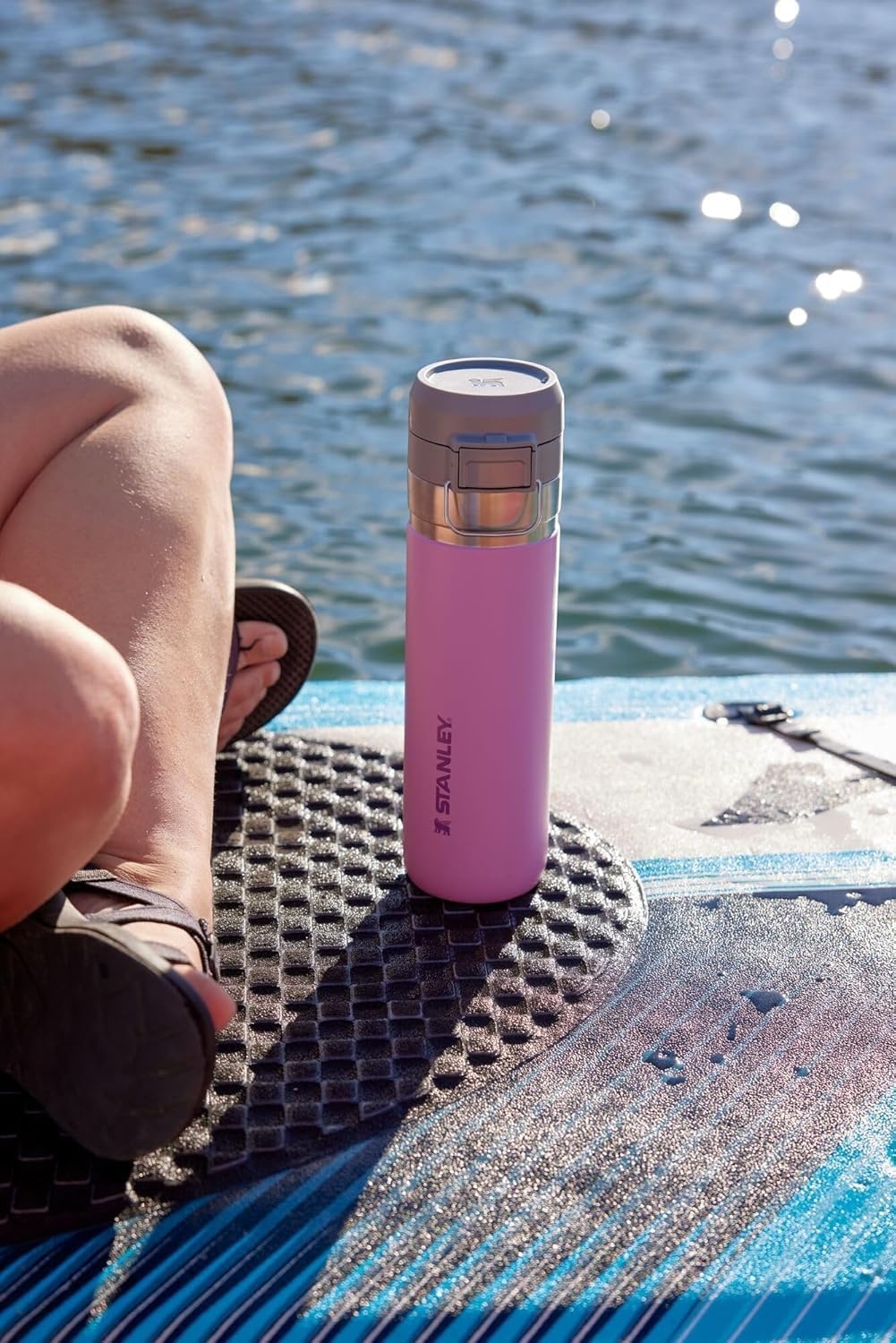 image:imageStanley Quick Flip GO Water Bottle 24 oz Push Button Lid Leakproof and Packable for Travel and Sports Insulated Stainless Steel BPAFree Mist24 Ounces