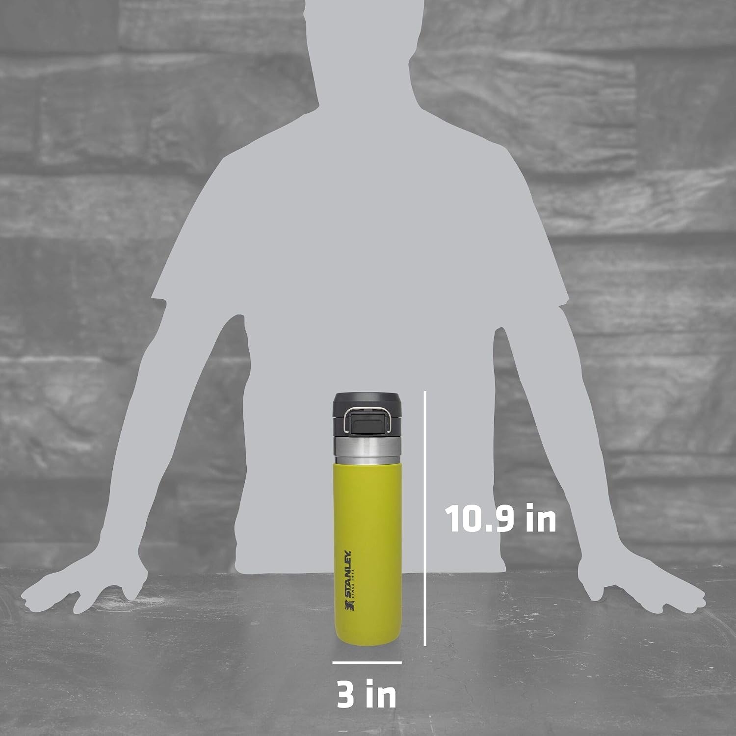 image:imageStanley Quick Flip GO Water Bottle 36 oz Push Button Lid Leakproof and Packable for Travel and Sports Insulated Stainless Steel BPAFree BlackAloe