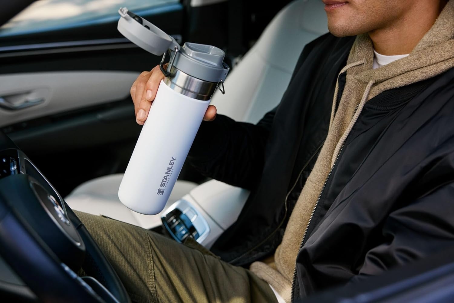 image:imageStanley Quick Flip GO Water Bottle 36 oz Push Button Lid Leakproof and Packable for Travel and Sports Insulated Stainless Steel BPAFree BlackBlack