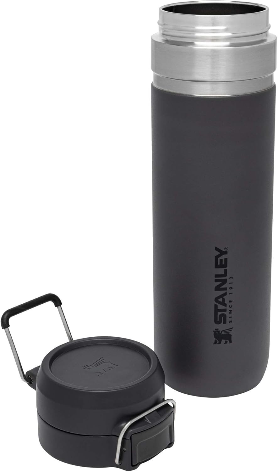 image:imageStanley Quick Flip GO Water Bottle 36 oz Push Button Lid Leakproof and Packable for Travel and Sports Insulated Stainless Steel BPAFree BlackCarbn