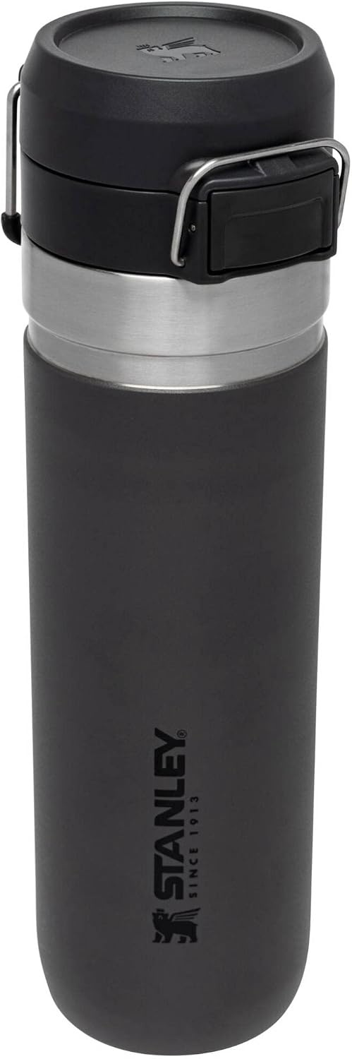 image:imageStanley Quick Flip GO Water Bottle 36 oz Push Button Lid Leakproof and Packable for Travel and Sports Insulated Stainless Steel BPAFree BlackCharcoal
