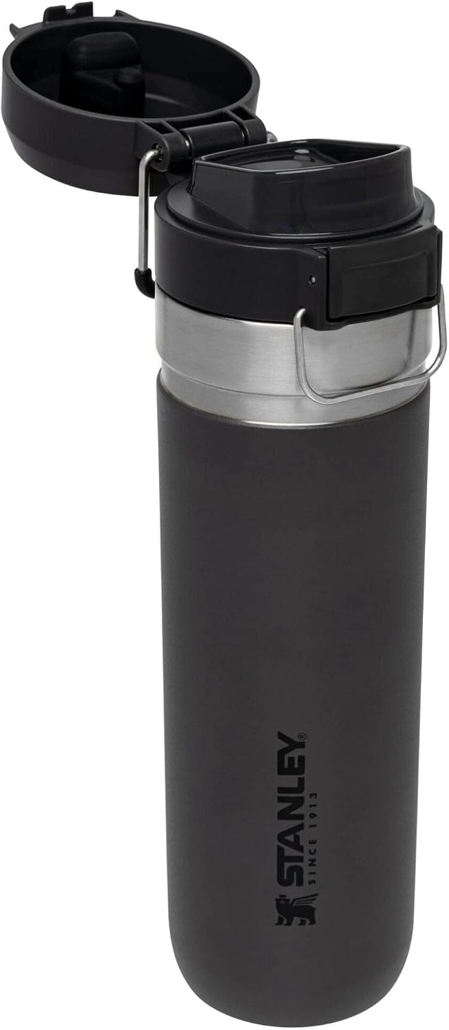 image:imageStanley Quick Flip GO Water Bottle 36 oz Push Button Lid Leakproof and Packable for Travel and Sports Insulated Stainless Steel BPAFree BlackCharcoal