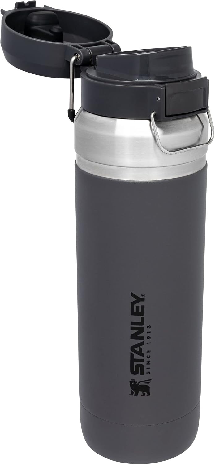 image:imageStanley Quick Flip GO Water Bottle 36 oz Push Button Lid Leakproof and Packable for Travel and Sports Insulated Stainless Steel BPAFree BlackCharcoal