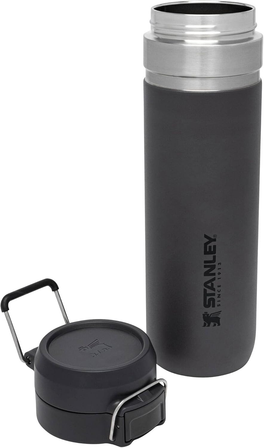 image:imageStanley Quick Flip GO Water Bottle 36 oz Push Button Lid Leakproof and Packable for Travel and Sports Insulated Stainless Steel BPAFree BlackCharcoal