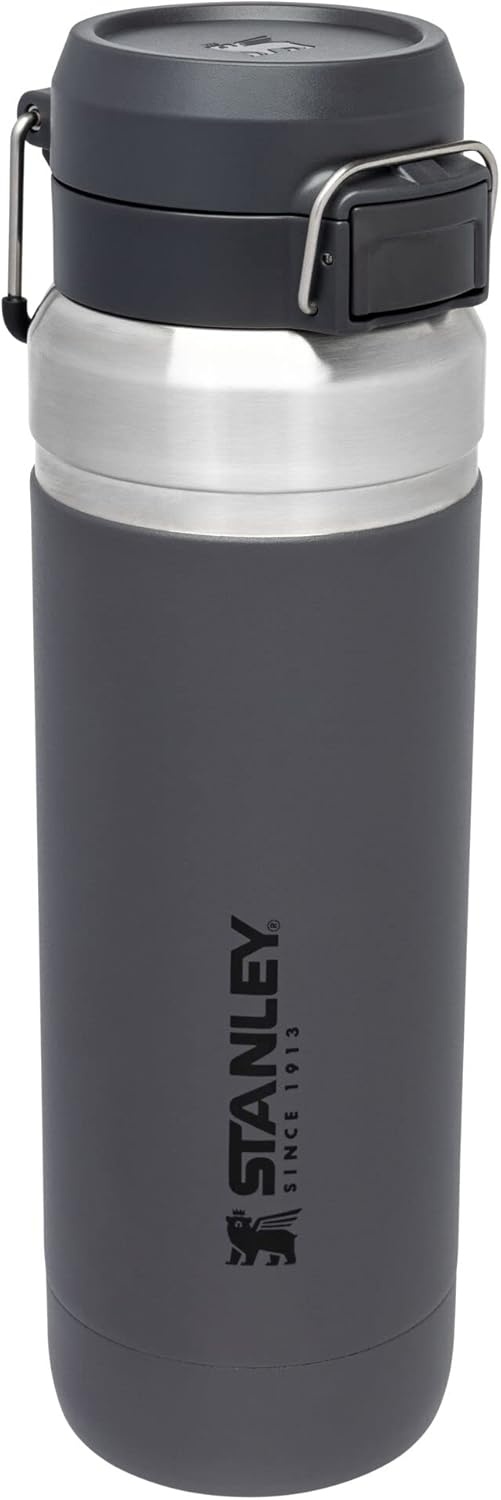 image:imageStanley Quick Flip GO Water Bottle 36 oz Push Button Lid Leakproof and Packable for Travel and Sports Insulated Stainless Steel BPAFree BlackCharcoal