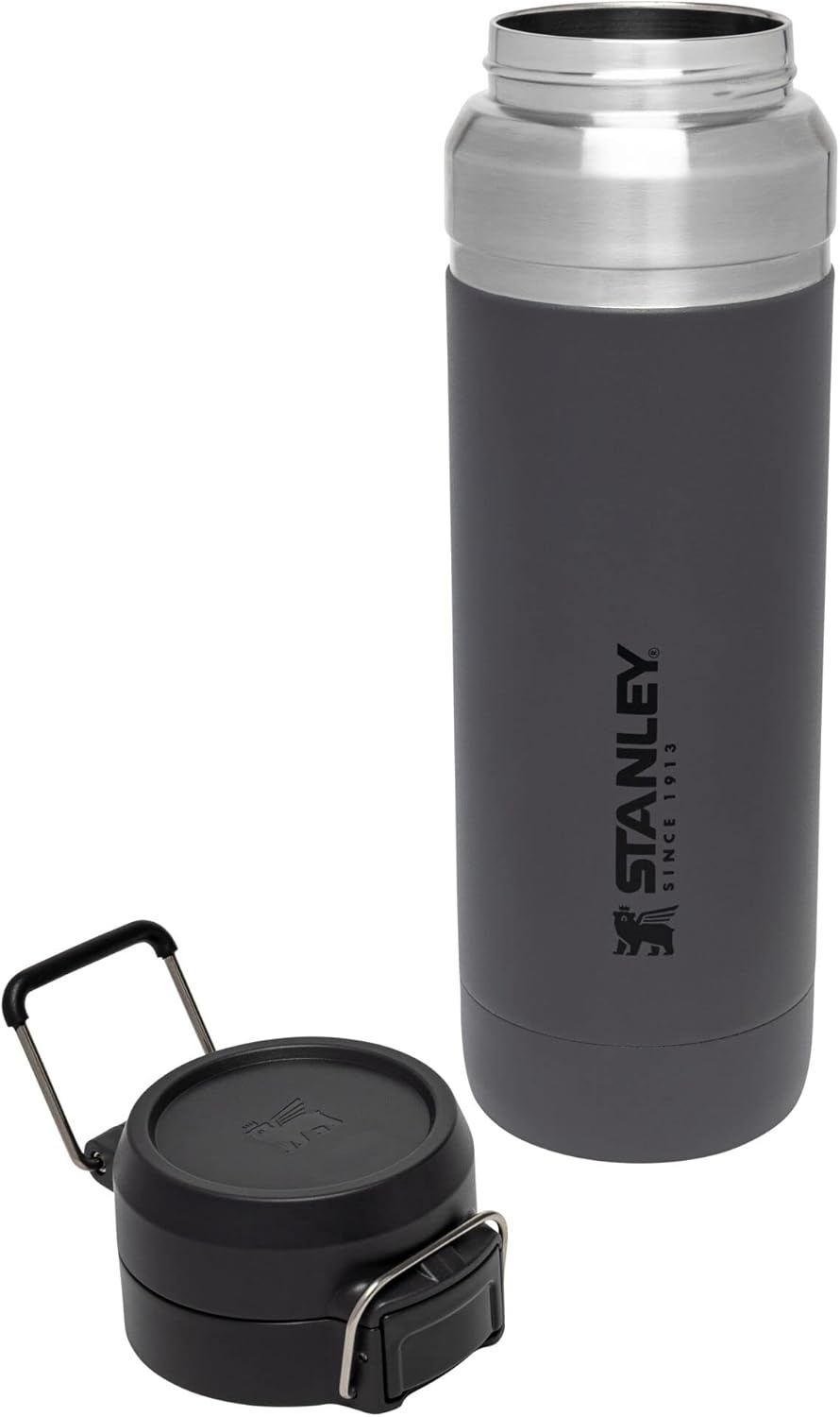 image:imageStanley Quick Flip GO Water Bottle 36 oz Push Button Lid Leakproof and Packable for Travel and Sports Insulated Stainless Steel BPAFree BlackCharcoal