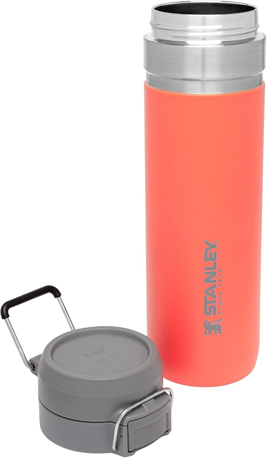image:imageStanley Quick Flip GO Water Bottle 36 oz Push Button Lid Leakproof and Packable for Travel and Sports Insulated Stainless Steel BPAFree BlackGuava