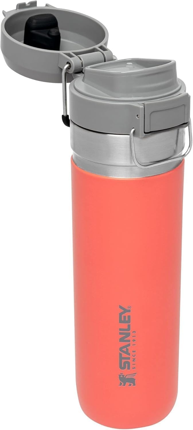 image:imageStanley Quick Flip GO Water Bottle 36 oz Push Button Lid Leakproof and Packable for Travel and Sports Insulated Stainless Steel BPAFree BlackGuava