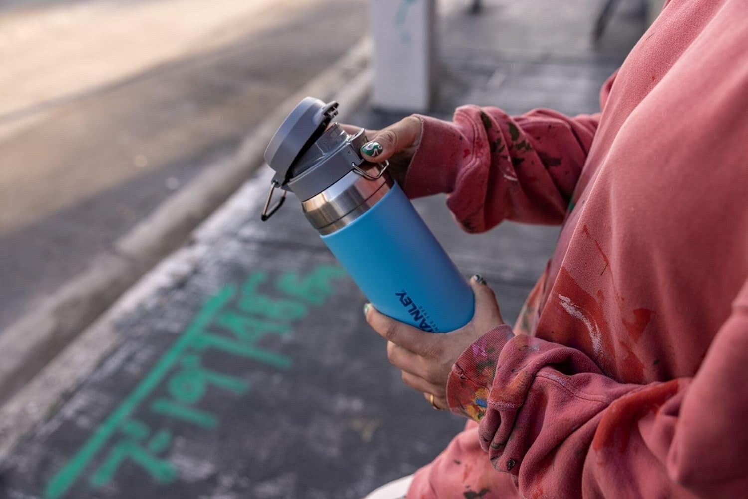 image:imageStanley Quick Flip GO Water Bottle 36 oz Push Button Lid Leakproof and Packable for Travel and Sports Insulated Stainless Steel BPAFree BlackPool