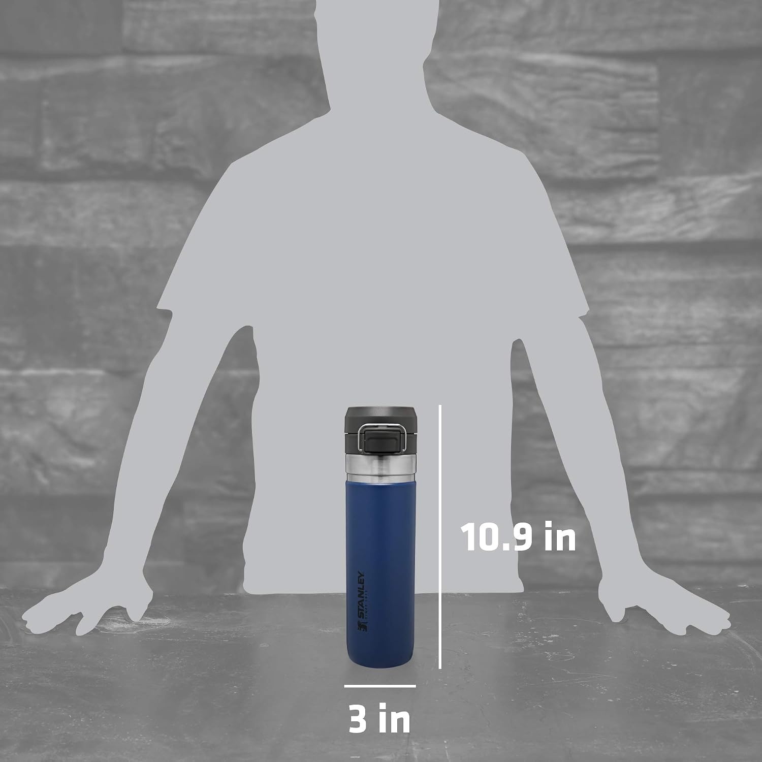 image:imageStanley Quick Flip GO Water Bottle 36 oz Push Button Lid Leakproof and Packable for Travel and Sports Insulated Stainless Steel BPAFree BlackTungsten